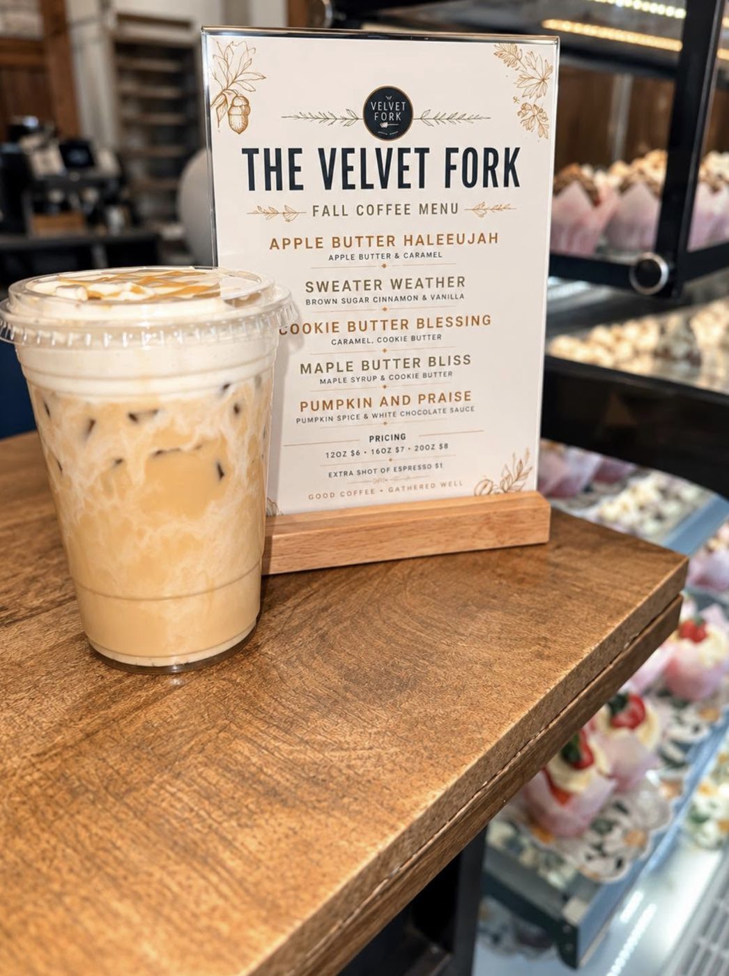 Iced fall latte with caramel drizzle